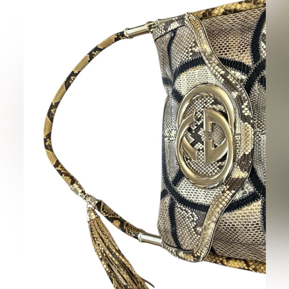 Gucci Britt Gg Patchwork Crocodile/Python/Authent… - image 5